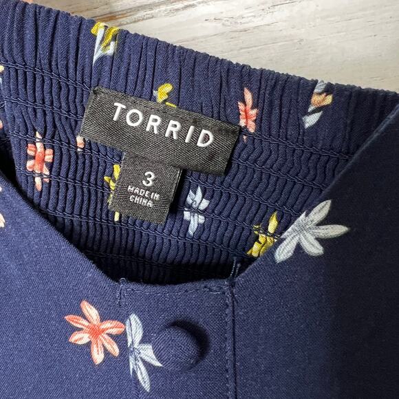 Torrid Maxi Challis Navy Blue Floral Dress Size 3X - Picture 7 of 13